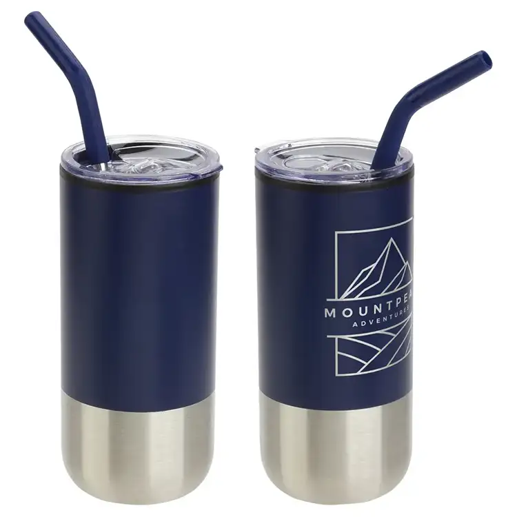 Gobelet Oxford 16 oz en acier inoxydable et polypropylène avec paille #3