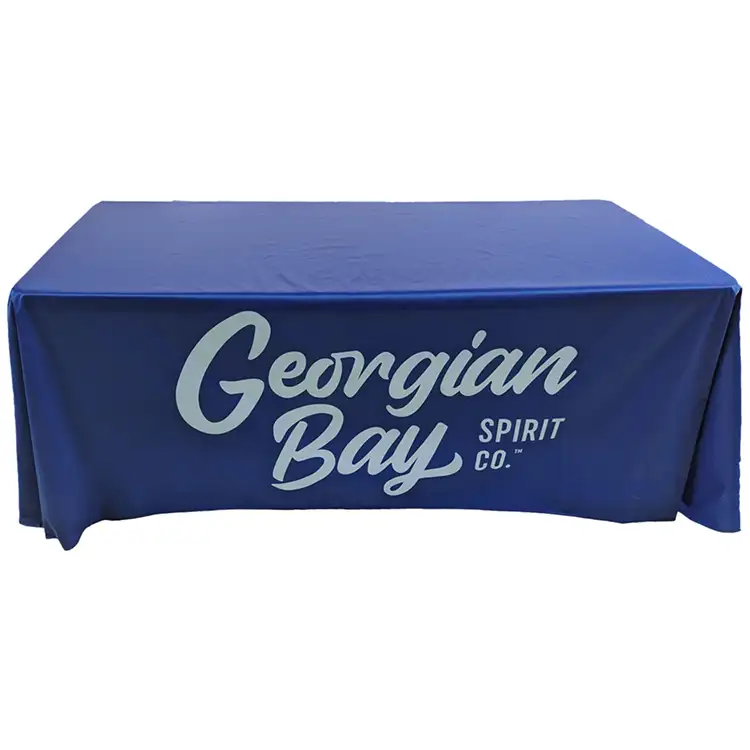 Sublimated Premium Table Cloth for 6' Table with Open Back and Rounded Corners