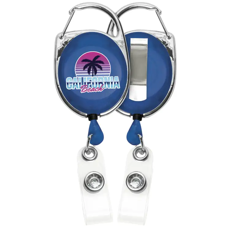 30" 4 Colour Process Carabiner Style Retractable Badge Reel with Metal Slip Clip #4