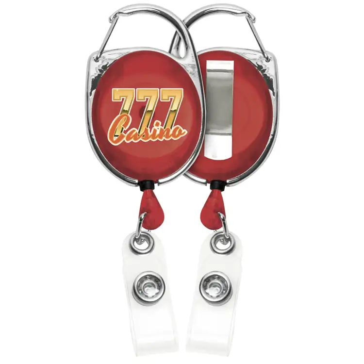 30" 4 Colour Process Carabiner Style Retractable Badge Reel with Metal Slip Clip #5