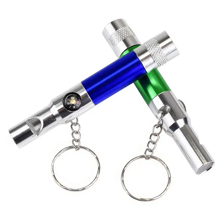 Flashlight Whistle Keychain with Compass #4