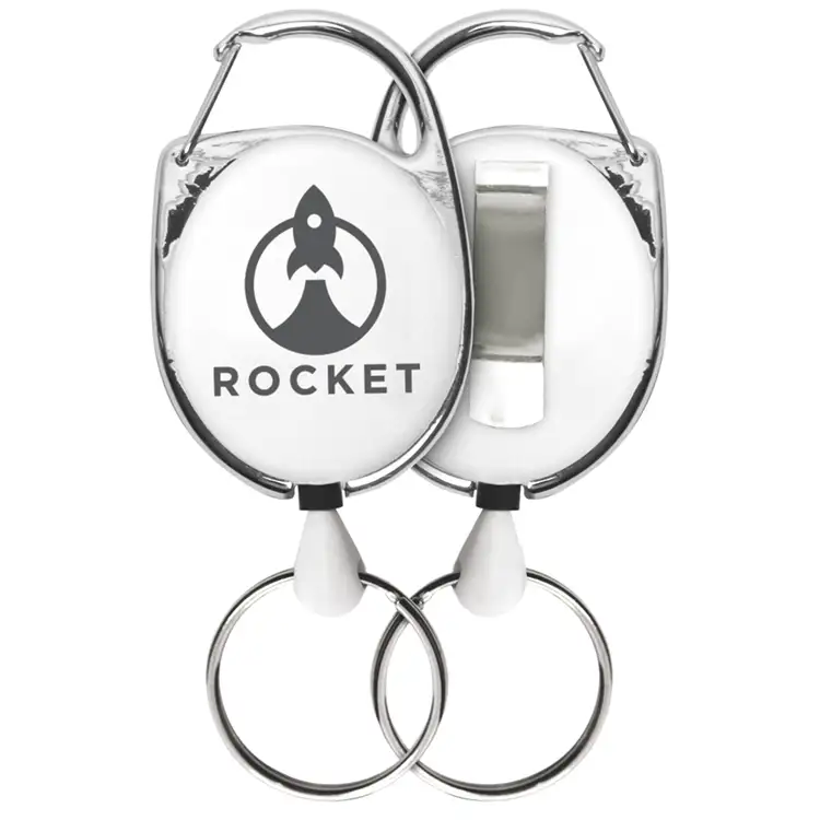 Carabiner Style Retractable Badge Reel with Slip Clip and Split Ring