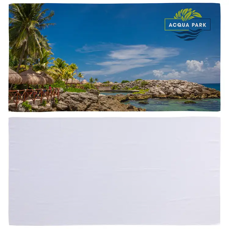 Seaside Full-Color 30" x 60" Waffle Microfiber Beach Towel