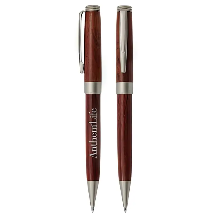 Silver Trim Wooden Pen