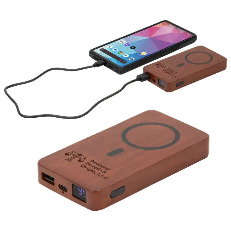 FSC Mahogany 5000mAh Power Bank with 15W Magnetic Wireless Charger #2