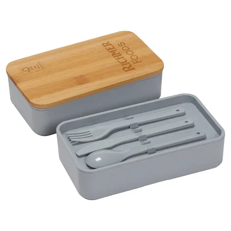 Double Decker Lunch Box with FSC Bamboo Lid & Utensils #4