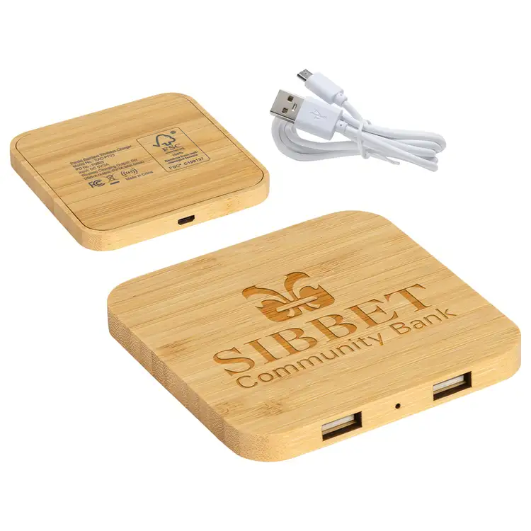 Chargeur sans fil Panda FSC Bamboo 5W avec deux ports USB #2