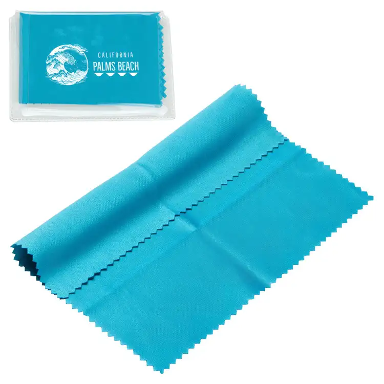 6" x 6" 220GSM Microfiber Cleaning Cloth in Clear PVC Case #10