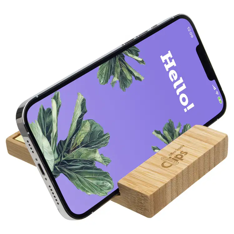 Distributeur de notes autocollantes en bambou FSC avec support pour téléphone #2