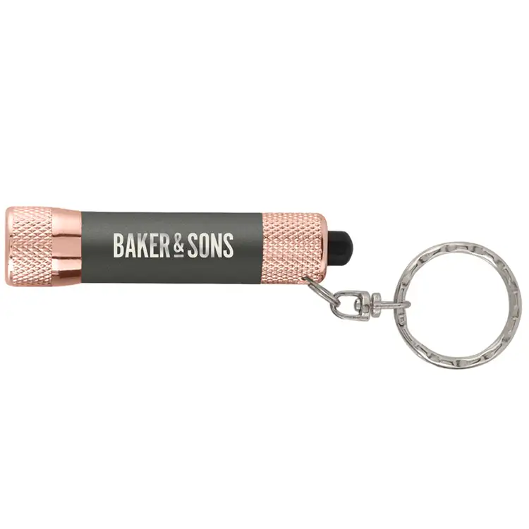 Lampe de poche Chroma Softy LED métallisée or rose avec porte-clés #2