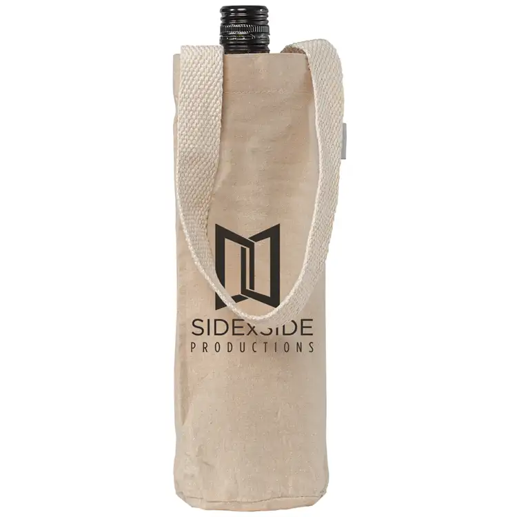 Single-Bottle Wine Tote Bag 6 oz Recycled Cotton Blend #2