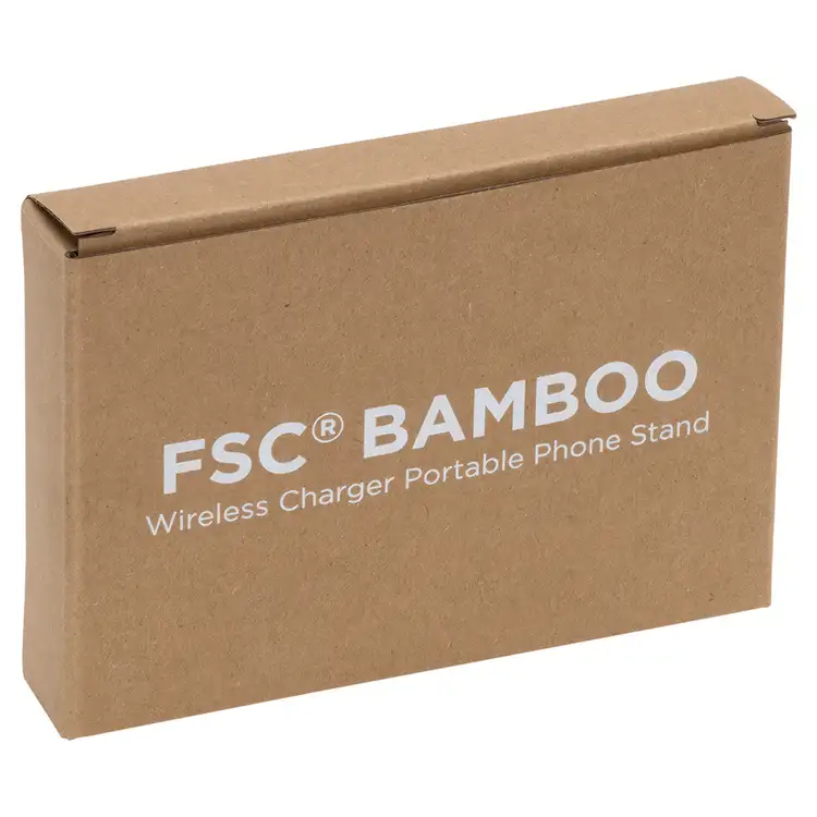 Support de téléphone portable avec chargeur sans fil en bambou FSC #6