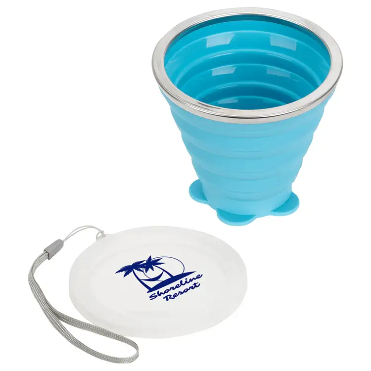 Tasse 9 oz pliable en silicone avec couvercle #2
