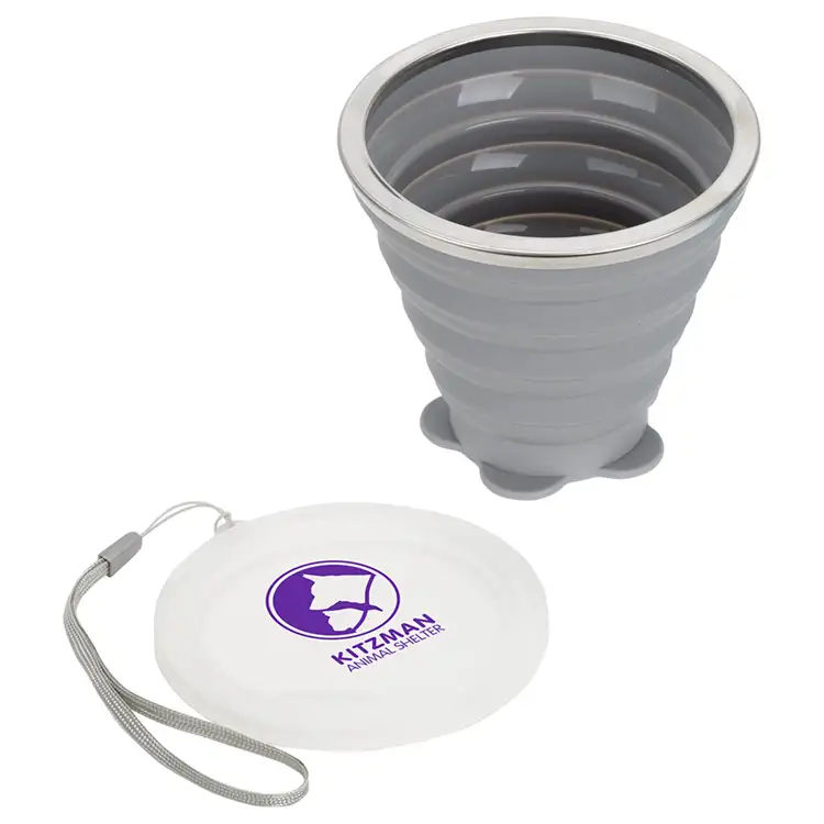 Tasse 9 oz pliable en silicone avec couvercle #3