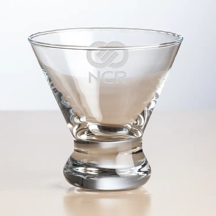 Brisbane 8 oz Stemless Martini Glass Deep Etch