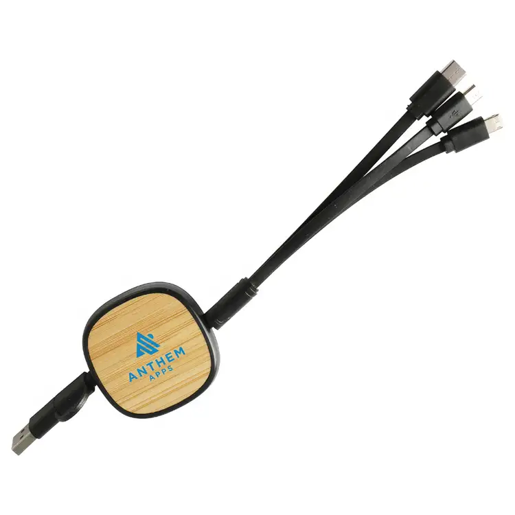 Bamboo Retractable 3-in-1 Charging Cable with Dual Inputs #3