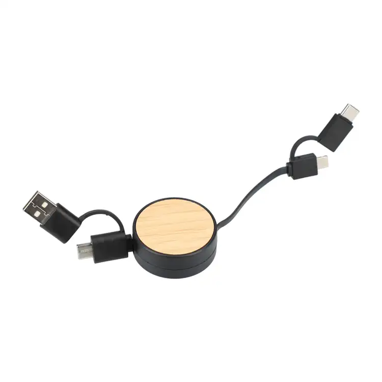 Câble de charge rétractable 5 en 1 en bambou FSC #4
