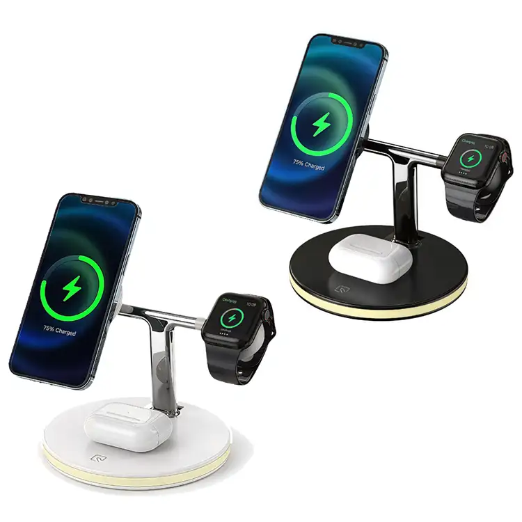3-in-1 Magnetic Stand Wireless Charger with 2-level LED light