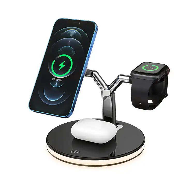 3-in-1 Magnetic Stand Wireless Charger with 2-level LED lights #2
