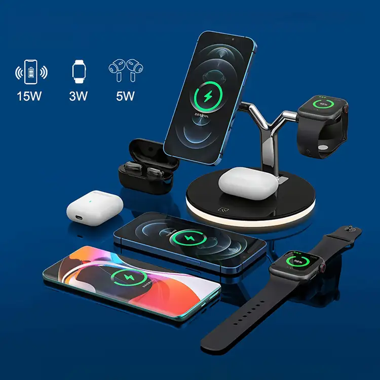 3-in-1 Magnetic Stand Wireless Charger with 2-level LED lights #7