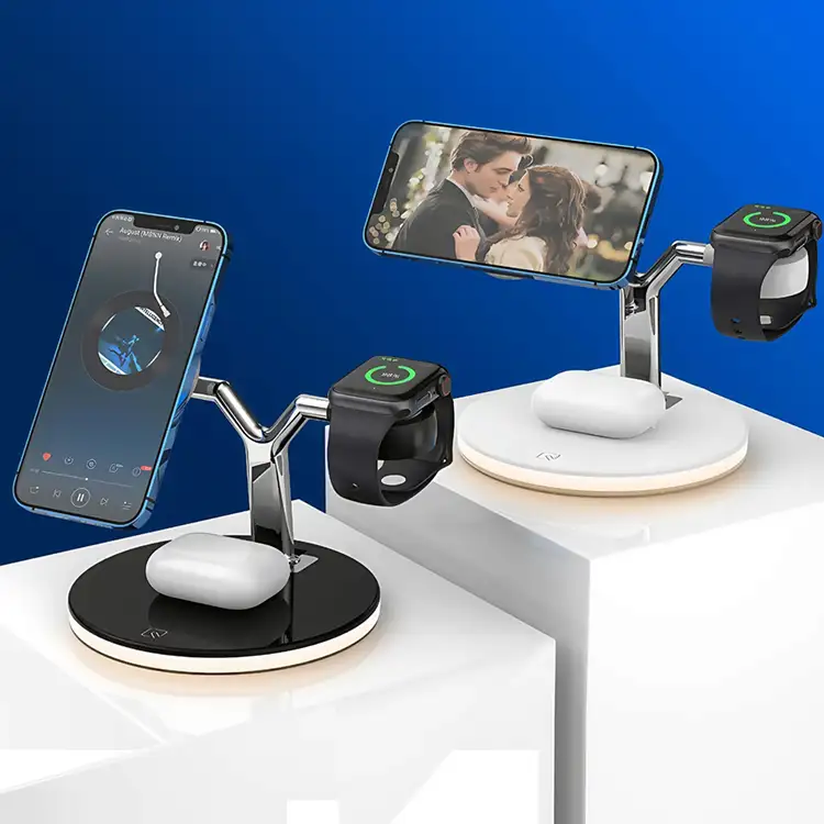 3-in-1 Magnetic Stand Wireless Charger with 2-level LED lights