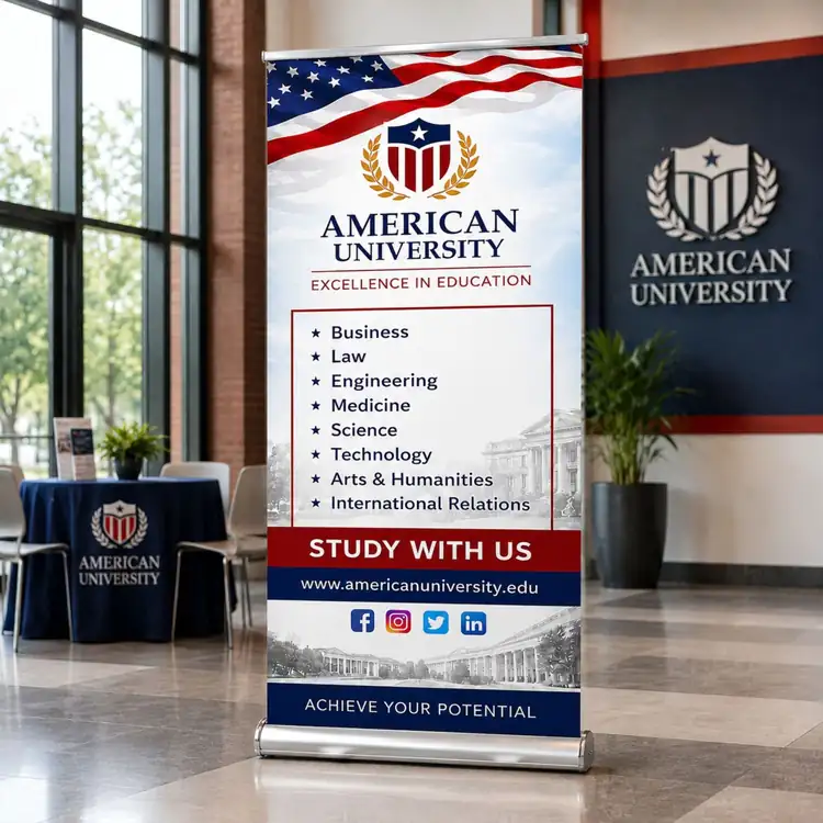 Deluxe Wide Base Blockout Fabric Retractable Banner #2