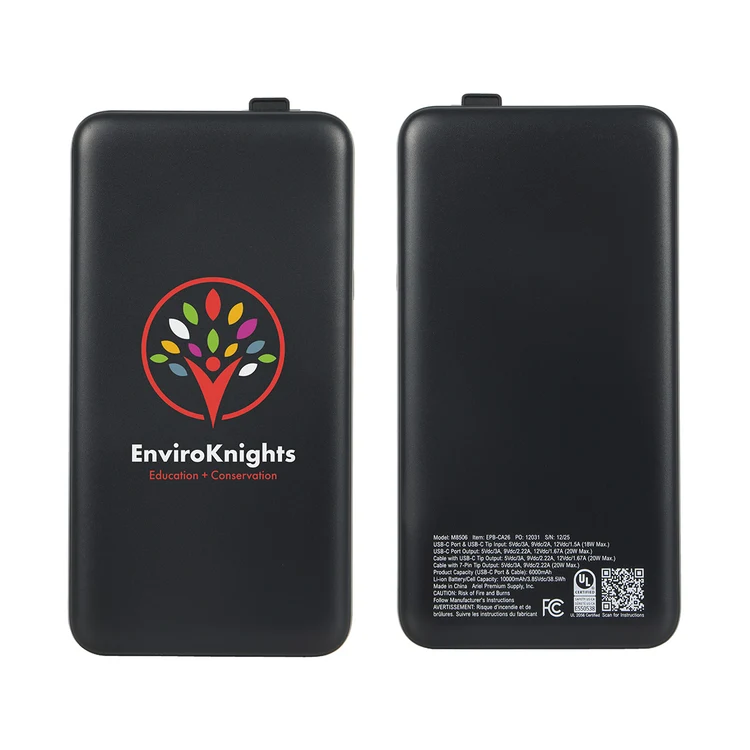 Cavalier 10000mAh 20W PD UL Listed Power Bank with Retractable Charging Cable