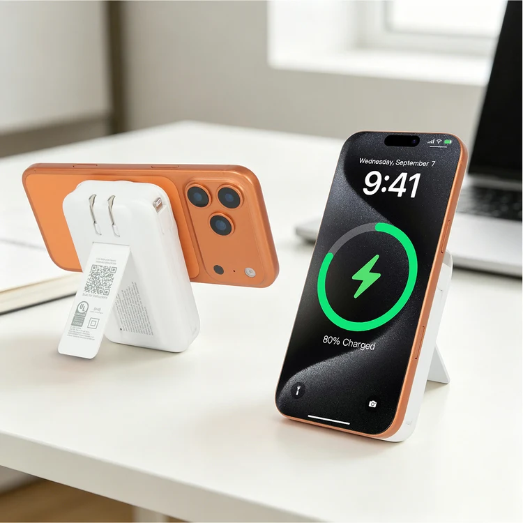 Republic 10000mAh 20W UL Listed Magnetic Wireless Power Bank with Built-In Cables, AC Plug & Stand #4