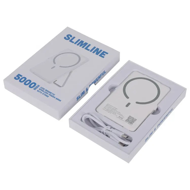 Slimline 5000mAh 20W PD Aluminum Power Bank with 15W Magnetic Wireless Charger & Stand #4