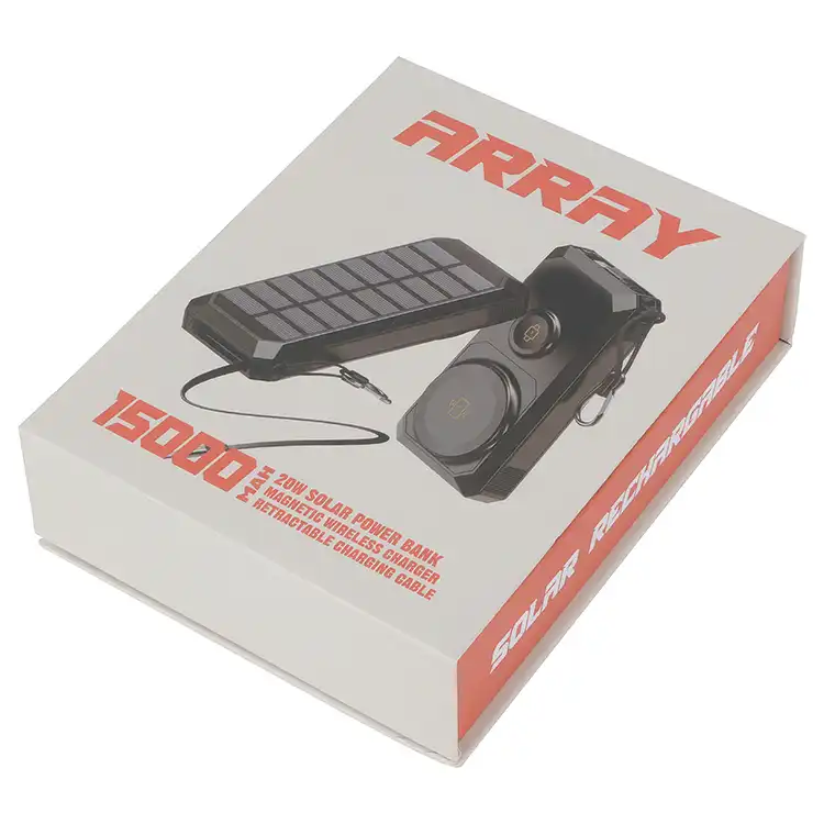 Batterie externe magnétique sans fil Array 15 000 mAh 20 W avec panneau solaire, chargeur de montre et câble rétractable #6