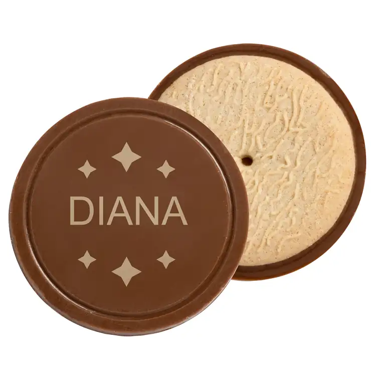 Biscuit rond au chocolat gravé avec prénom #3