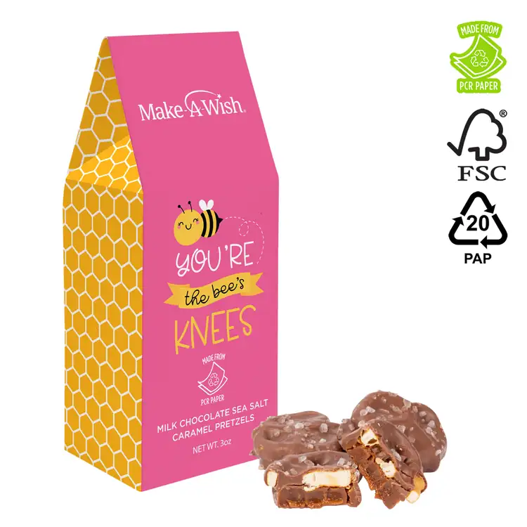 PCR Hemp Paper Gable Box with Sea Salt Caramel Pretzels