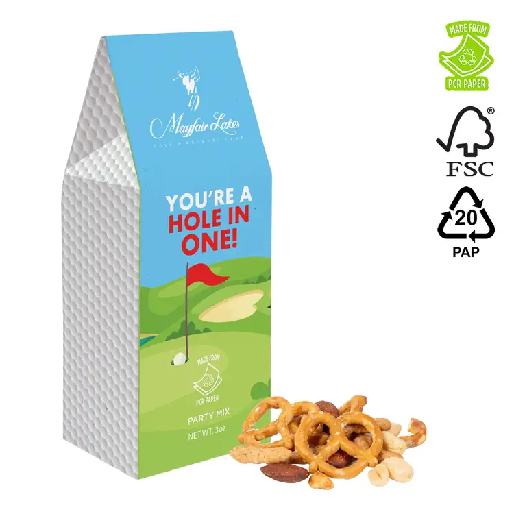 PCR Hemp Paper Gable Box with Party Mix