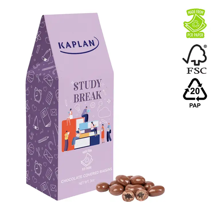Boîte à poignée en chanvre PCR avec raisins au chocolat
