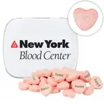 Domed Tin with Imprinted Conversation Hearts