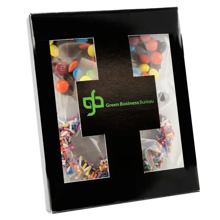 Boîte cadeau de deux bretzels chocolatés garnis