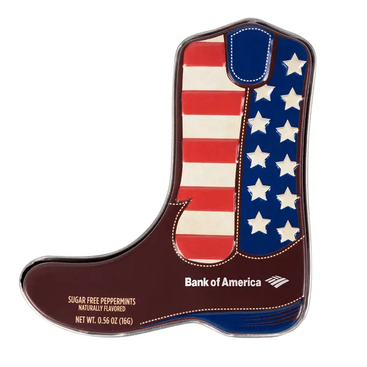 Boîte de menthes botte western motif américain #3