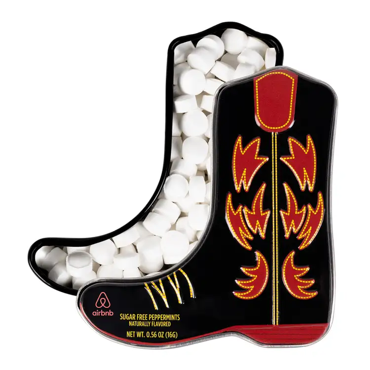 Boîte de menthes en forme de botte western - Noir et Rouge