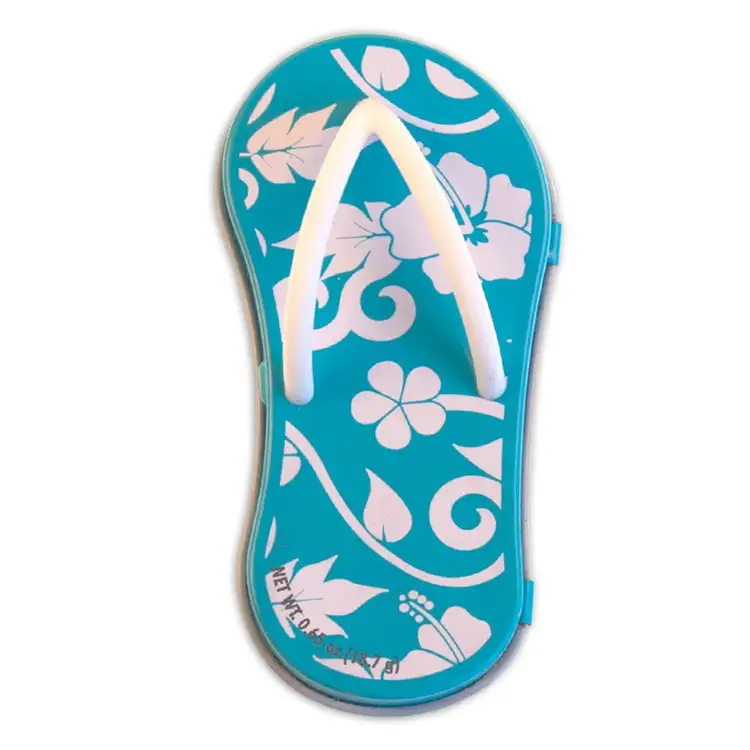 Boîte de menthes en forme de sandale - Bleu motif hibiscus