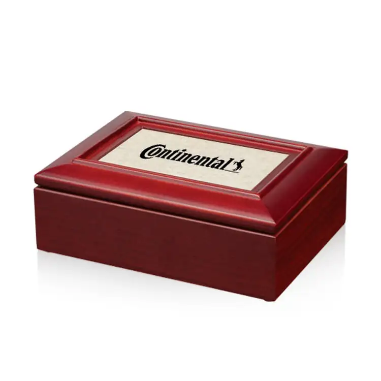 Mahogany-Finish Desktop Storage Box