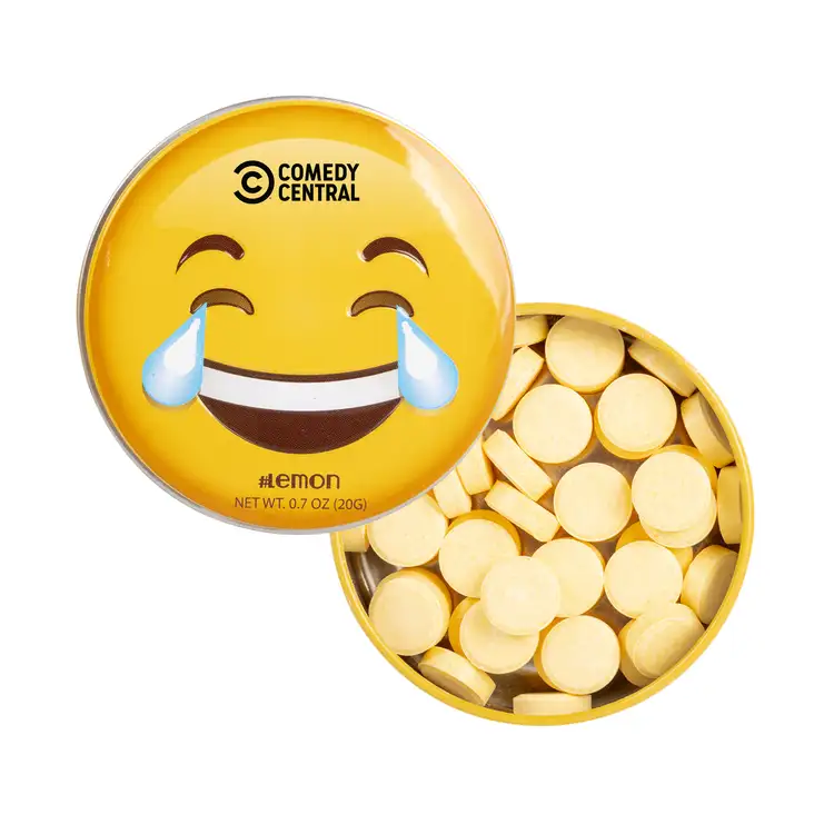 Boîte émoji rire avec menthes au citron