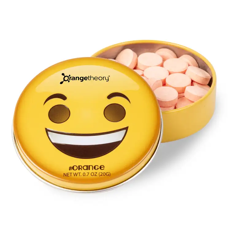 Boîte émoji sourire avec menthes à l’orange #2