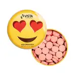 Boîte émoji yeux en coeur avec menthes à la fraise