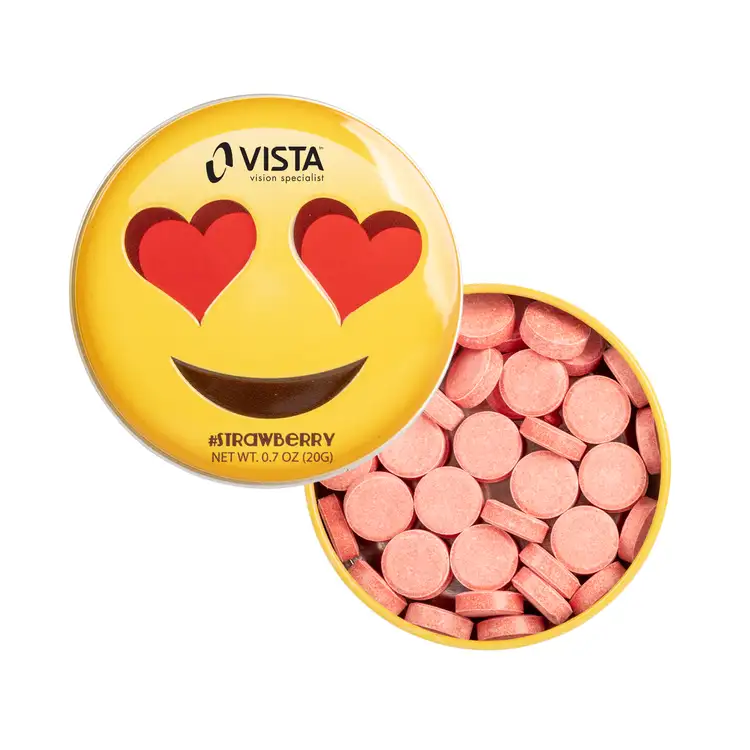 Heart Eyes Emoji Tin with Strawberry Mints