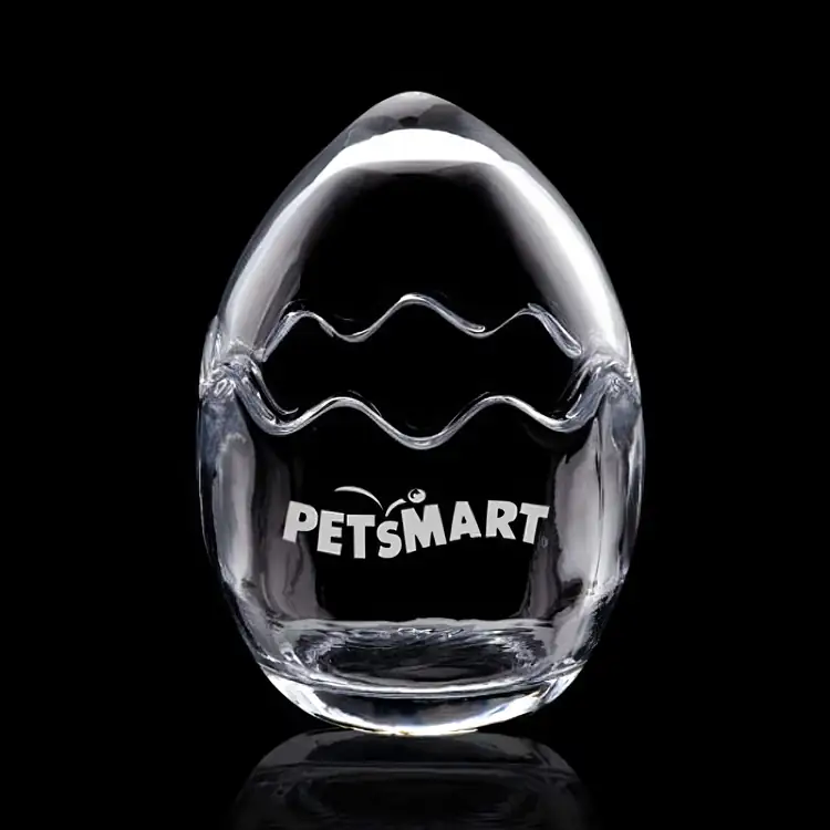 Egg-Shaped Glass Trinket Box with Lid