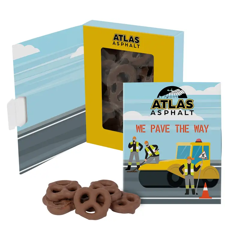Boîte livre à fenêtre de mini bretzels au chocolat au lait