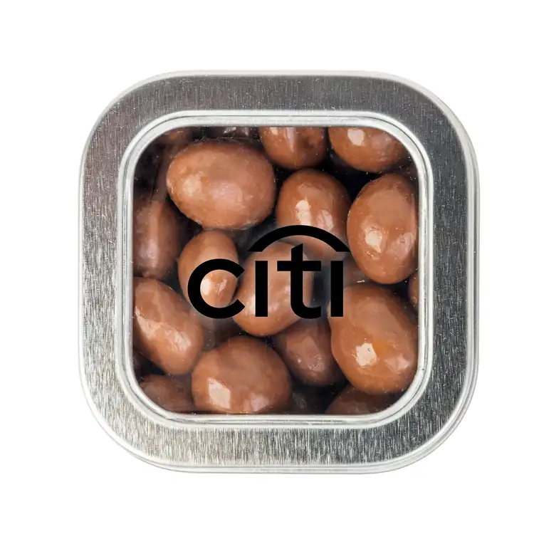 Boîte métallique à fenêtre de arachides enrobées de chocolat 2-1/2 po #3