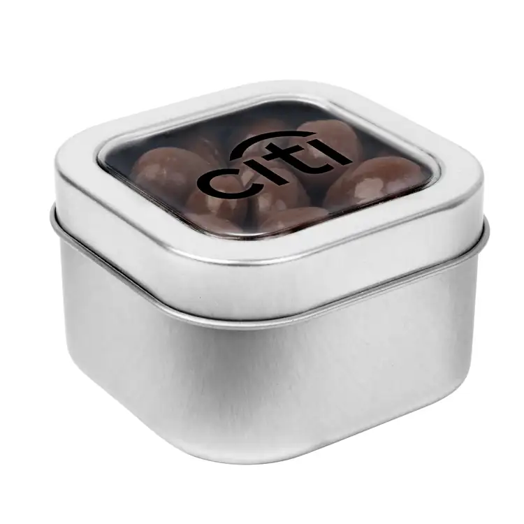 Boîte métallique à fenêtre de arachides enrobées de chocolat 2-1/2 po #4