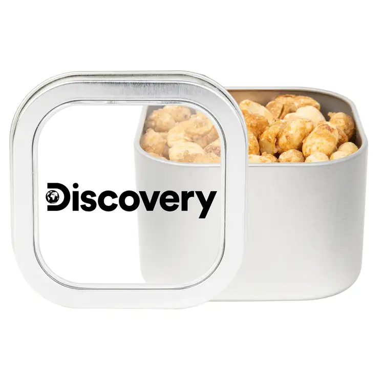 3-inch Window Tin with Honey-roasted peanuts