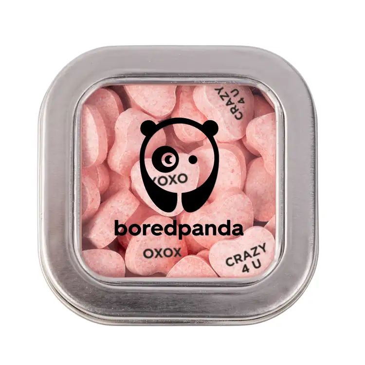 3-inch Window Tin with Conversation heart candies #2